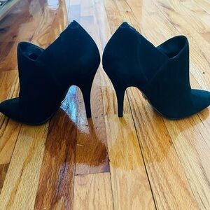 SCHUTZ black suede booties. Size 8. 4.5 inch heels.